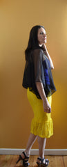 Fitted lace skirt with ruffle hem, lined